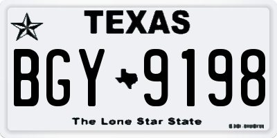 TX license plate BGY9198