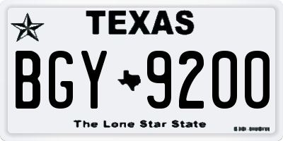 TX license plate BGY9200