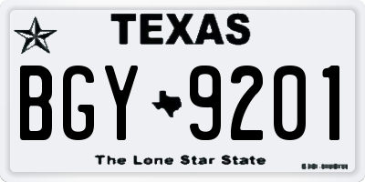 TX license plate BGY9201