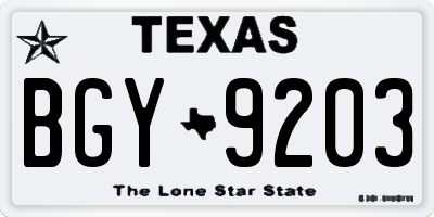 TX license plate BGY9203