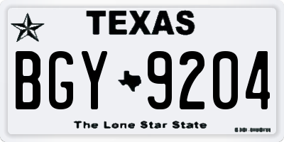 TX license plate BGY9204