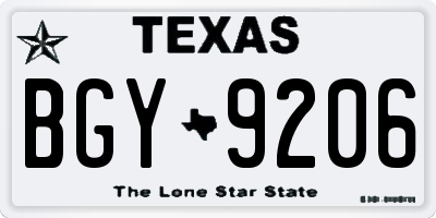 TX license plate BGY9206