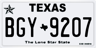 TX license plate BGY9207