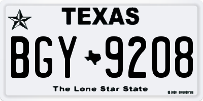 TX license plate BGY9208
