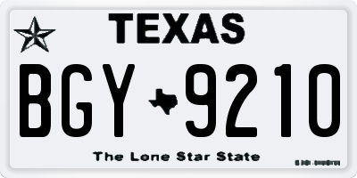 TX license plate BGY9210