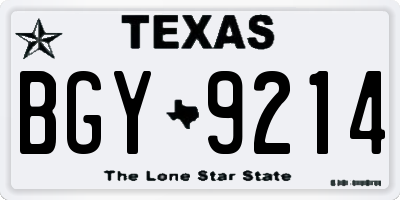 TX license plate BGY9214