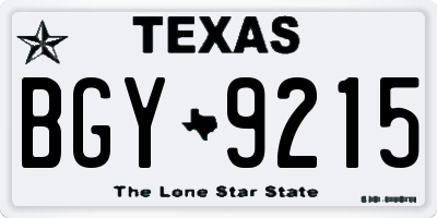 TX license plate BGY9215