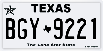 TX license plate BGY9221