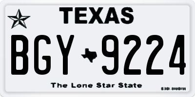 TX license plate BGY9224