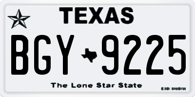 TX license plate BGY9225