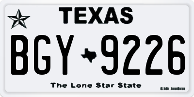 TX license plate BGY9226