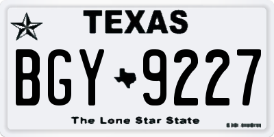 TX license plate BGY9227