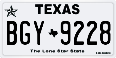 TX license plate BGY9228