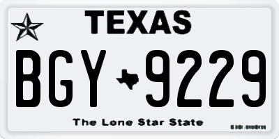 TX license plate BGY9229