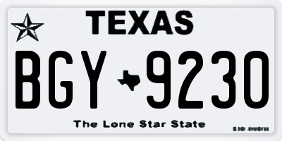 TX license plate BGY9230