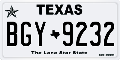 TX license plate BGY9232