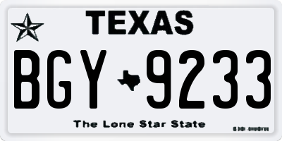 TX license plate BGY9233