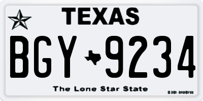 TX license plate BGY9234