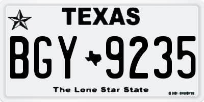 TX license plate BGY9235