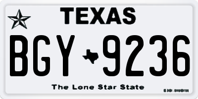 TX license plate BGY9236