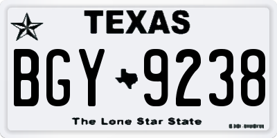 TX license plate BGY9238