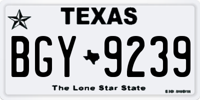 TX license plate BGY9239