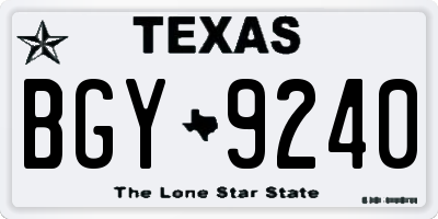 TX license plate BGY9240