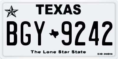 TX license plate BGY9242
