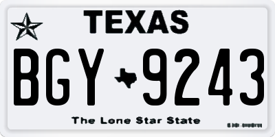 TX license plate BGY9243