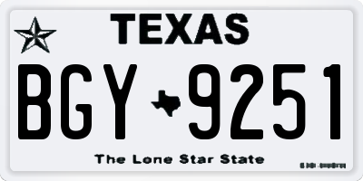 TX license plate BGY9251