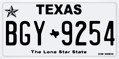 TX license plate BGY9254