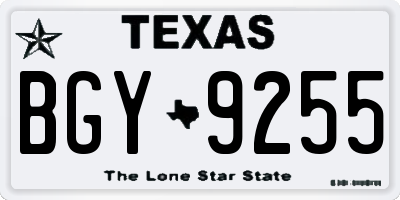TX license plate BGY9255