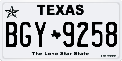 TX license plate BGY9258