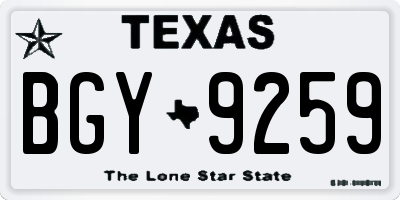 TX license plate BGY9259