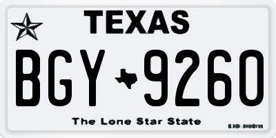 TX license plate BGY9260