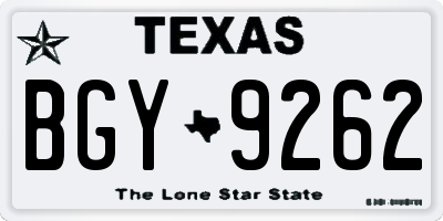 TX license plate BGY9262