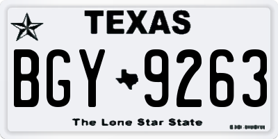 TX license plate BGY9263