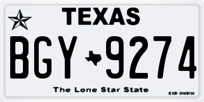 TX license plate BGY9274