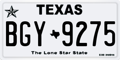 TX license plate BGY9275