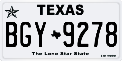 TX license plate BGY9278