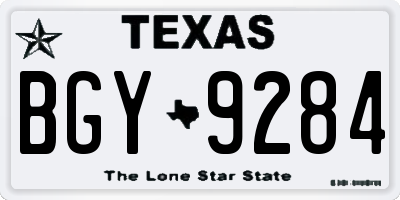 TX license plate BGY9284