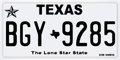 TX license plate BGY9285