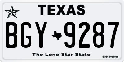 TX license plate BGY9287