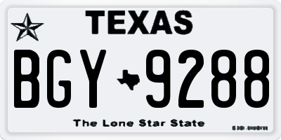 TX license plate BGY9288