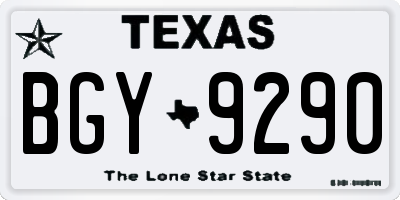 TX license plate BGY9290