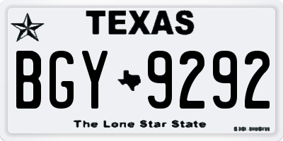 TX license plate BGY9292