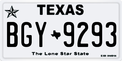 TX license plate BGY9293