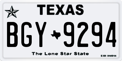 TX license plate BGY9294