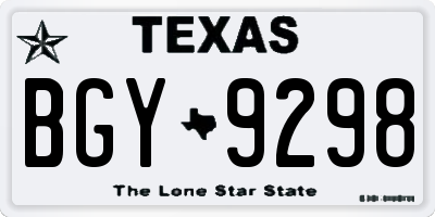 TX license plate BGY9298