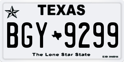 TX license plate BGY9299